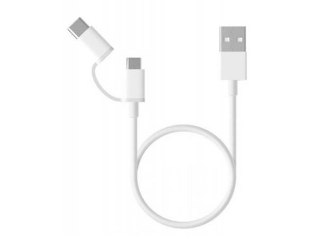 KABELL XIAOMI 2-IN-1 USB CABLE MICRO USB TO TYPE-C WHITE 
