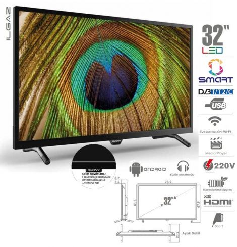 TELEVIZOR SUNNY SMART 32' HD DLED TV DVB-T2/C/S2