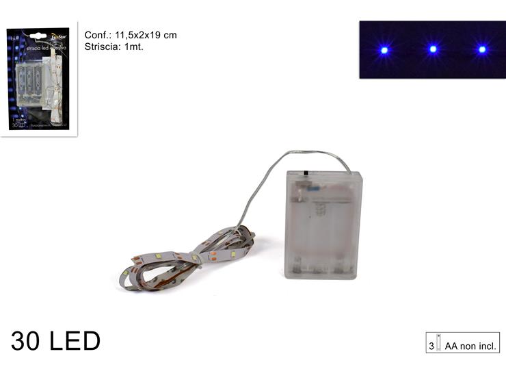SHIRIT NDRICUES ADESIV 1MT 30LED BATT BLU YC-3ST30/BLUE